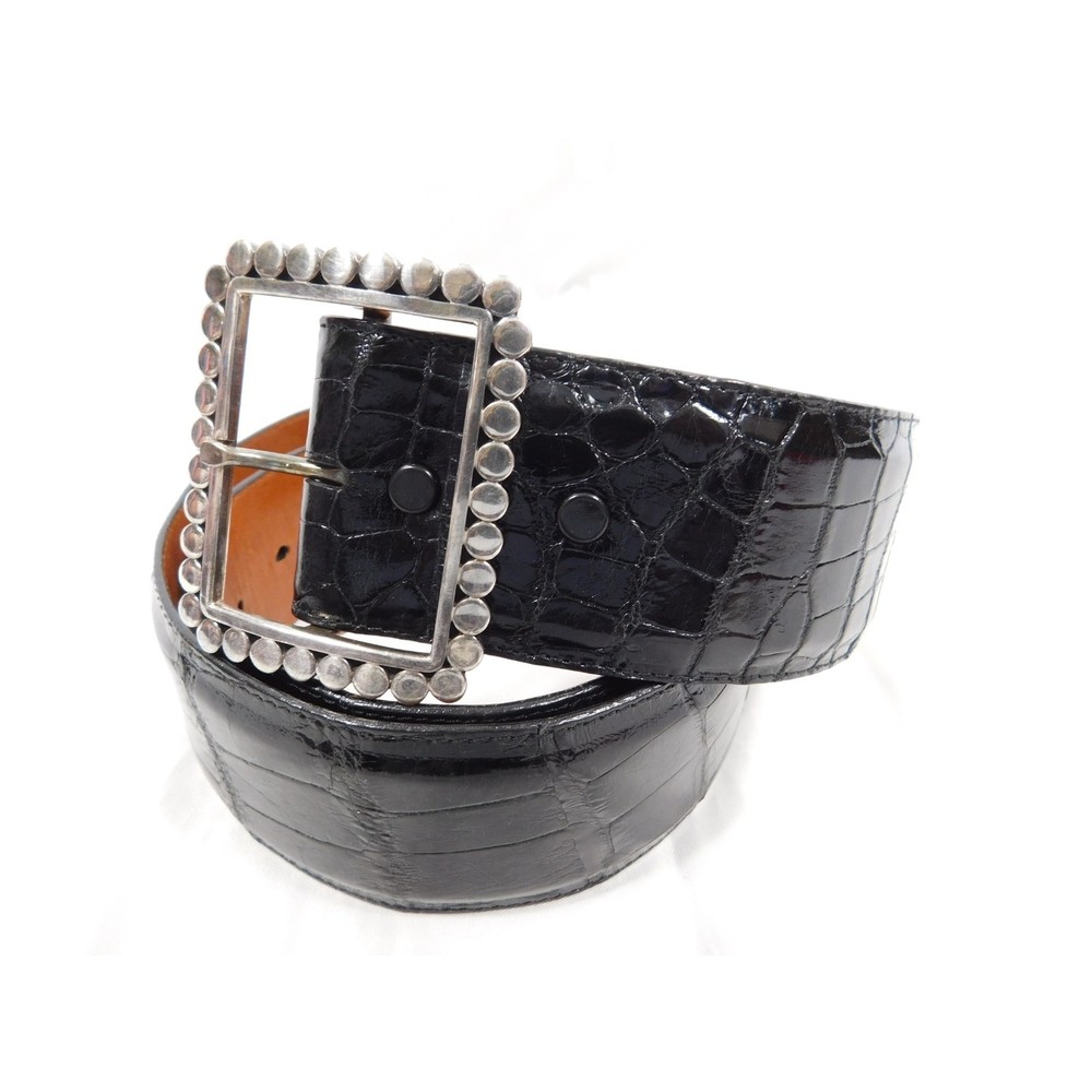 Vintage Pat Areias American Alligator 529 Sterling Silver Buckle Belt SZ 34